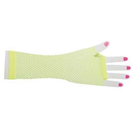 Mitaines résille fluo jaune longues femme