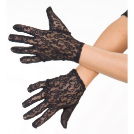 Gants courts dentelle noire femme