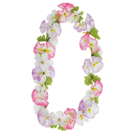 Collier hawaïen de fleurs avec feuilles