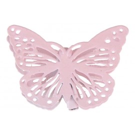 Papillon métal rose sur pince les 4