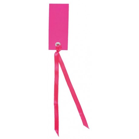Etiquette rectangle fuchsia avec ruban les 12