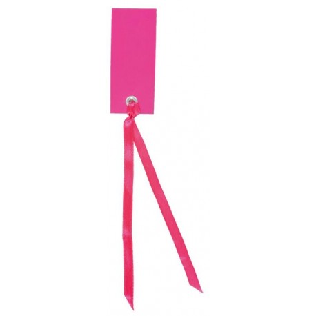 Etiquette rectangle fuchsia avec ruban les 12