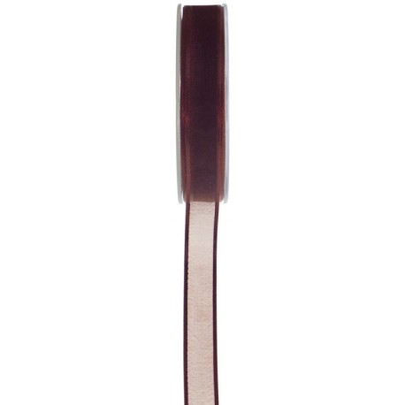 Ruban chocolat organdi bord satin 12 mm x 20 M