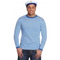 Déguisement T-Shirt rayé bleu blanc adulte mixte