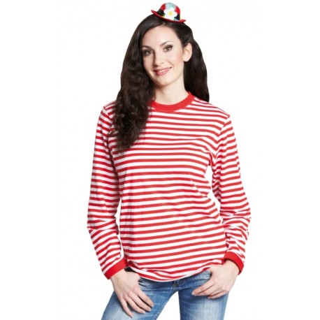 Déguisement T-Shirt rayé rouge blanc adulte mixte