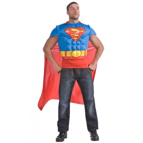 Déguisement Superman adulte T-Shirt avec cape (musclé)
