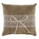 Coussin alliances toile de jute et dentelle