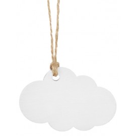 Etiquette nuage blanc en bois avec cordon les 6