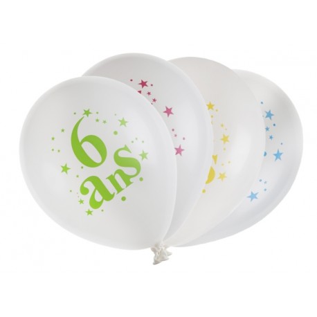 Ballons anniversaire 6 ans 23 cm les 8