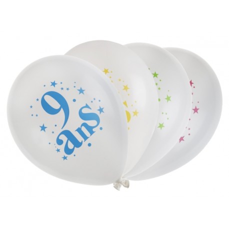 Ballons anniversaire 9 ans 23 cm les 8