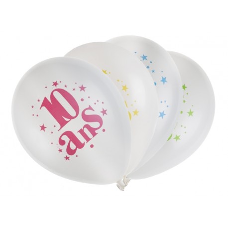 Ballons anniversaire 10 ans 23 cm les 8