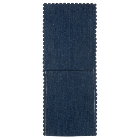 Pochette à couverts et serviette jean bleu les 4
