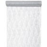 Chemin de table dentelle lurex argent 5 M