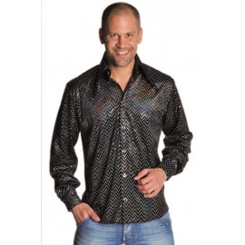 Déguisement chemise disco noire à paillettes homme luxe
