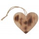 Etiquette coeur en bois brûlé avec cordon les 4