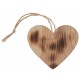 Etiquettes coeur en bois brûlé avec cordon les 4