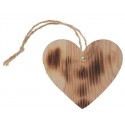 Etiquettes coeur en bois brûlé avec cordon les 4