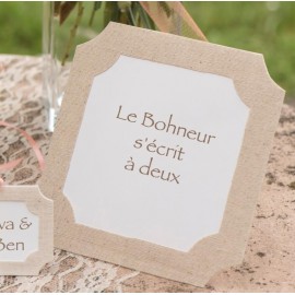 Marque-table cadre naturel coton et papier 16 cm