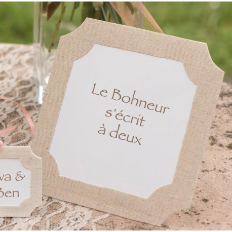 Marque-table cadre naturel coton et papier 16 cm