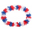 Collier hawaïen bleu-blanc-rouge