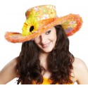 Chapeau Flower Power hippie orange femme