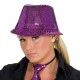 Chapeau borsalino à sequins violet adulte