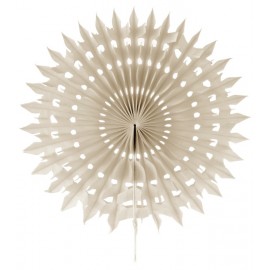 Eventail dentelle papier taupe 20 cm les 2