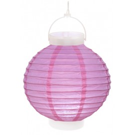 Lampion lumineux boule papier parme 20 cm