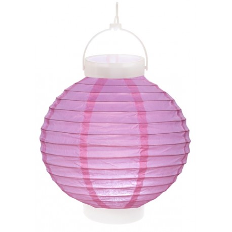 Lampion lumineux boule papier parme 20 cm