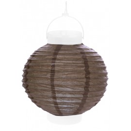 Lampion lumineux boule papier taupe 20 cm