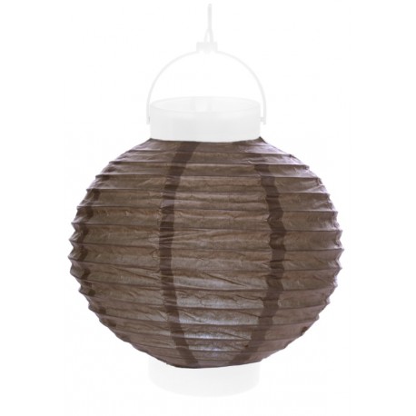 Lampion lumineux boule papier taupe 20 cm