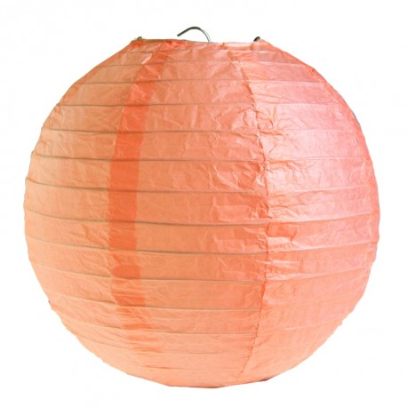 Lanterne boule papier corail 30 cm les 2