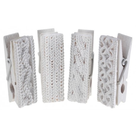 Pince tricot en bois blanc déco les 4