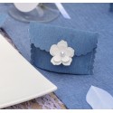 Pochettes à dragées coton jean bleu clair les 4