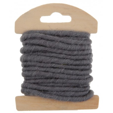 Cordon laine grise 4 mm x 3 M