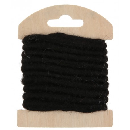 Cordon laine noire 4 mm x 3 M