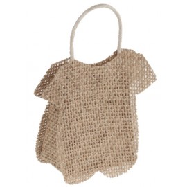 Sachet à dragées salopette toile de jute naturelle les 4