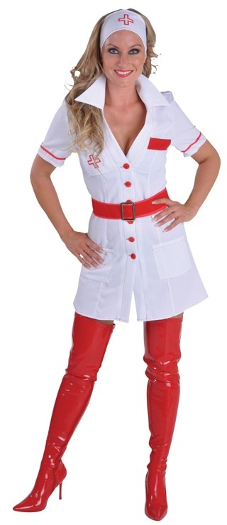 Costume Infirmière Zombie Halloween - Ensemble Femme (robe, Tablier, Bas, Capuchon) - Taille L - Polyester - Effet Sang