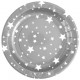 Assiette carton argent étoiles blanches 22.5 cm les 10