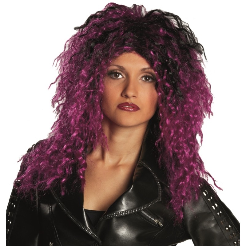 Nancy Années 80er Perruque Noir-Violet Nouveau-Carnaval Perruque Cheveux 