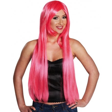 perruque rose fluo