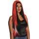 Perruque longue rouge femme à mèches noires et blanches