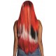Perruque longue rouge femme à mèches noires et blanches