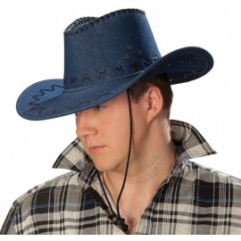 Chapeau cowboy bleu jean adulte