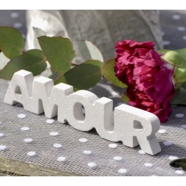 Mot Amour en bois blanc pailleté