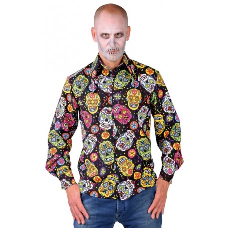 Déguisement chemise Mexican Skull homme luxe