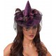 Mini chapeau sorcière violet femme avec voilette Halloween