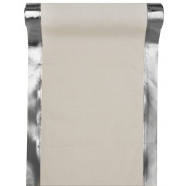 Chemin de table coton naturel et argent 3 M Chemin de table coton naturel et argent 3 M