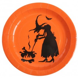 Assiette carton sorcière Halloween 22.5 cm les 10