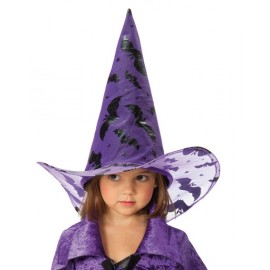 Chapeau sorcière violet et noir fille Halloween